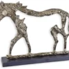 Casa Padrino Luxus Aluminium Deko Skulptur Pferd Silber / Grau 58,7 x 11,5 x H. 43,2 cm - Aluminium Deko Figur mit Holzsockel - Wohnzimmer Deko - Schreibtisch Deko