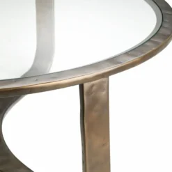 Casa Padrino Luxus Aluminium Couchtisch mit Glasplatte Bronze Ø 102 cm - Wohnzimmer Möbel