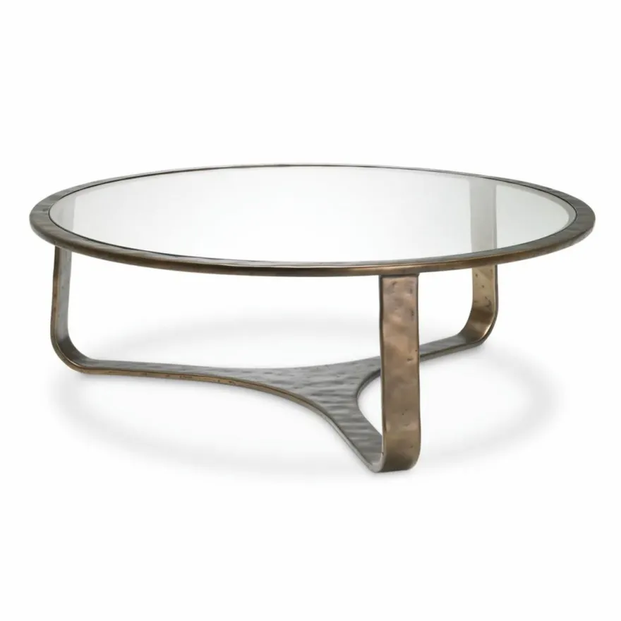 Casa Padrino Luxus Aluminium Couchtisch mit Glasplatte Bronze Ø 102 cm - Wohnzimmer Möbel