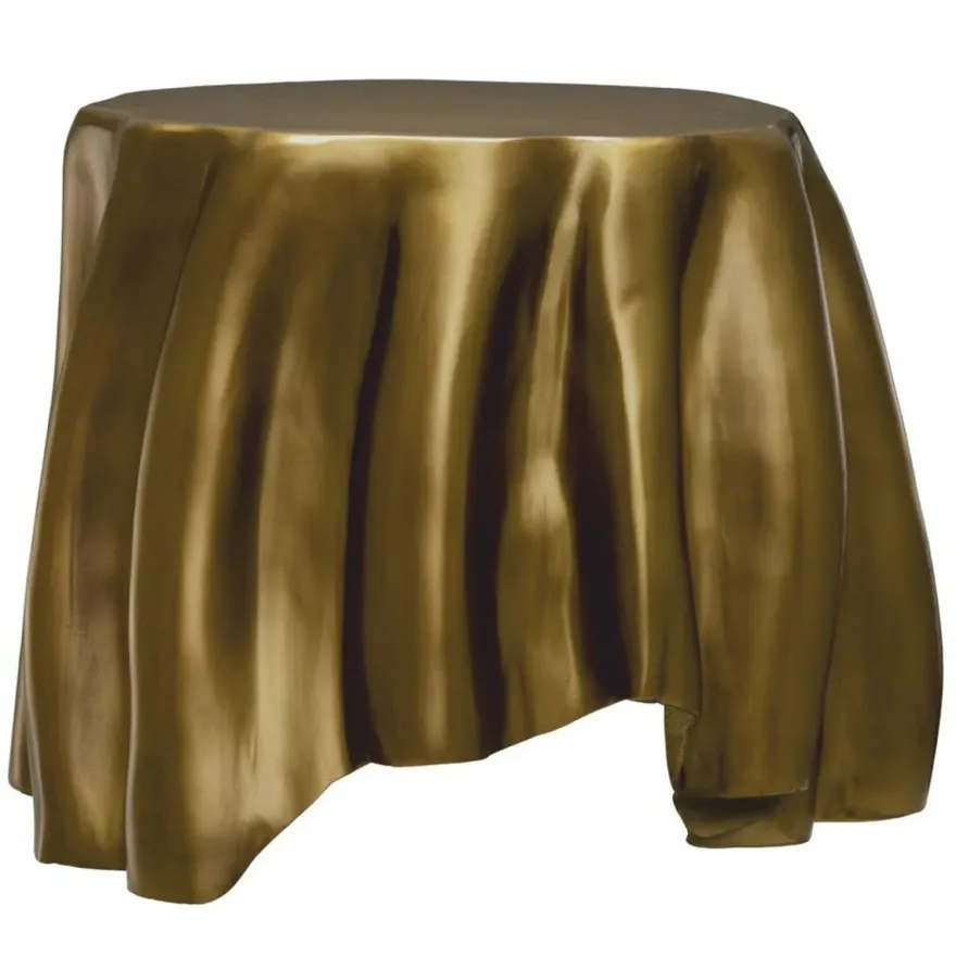 Casa Padrino Luxus Aluminium Beistelltisch Vintage Messing 65 x 57 x H. 45,5 cm - Luxus Möbel