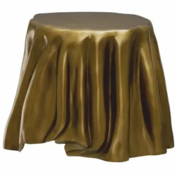 Casa Padrino Luxus Aluminium Beistelltisch Vintage Messing 65 x 57 x H. 45,5 cm - Luxus Möbel