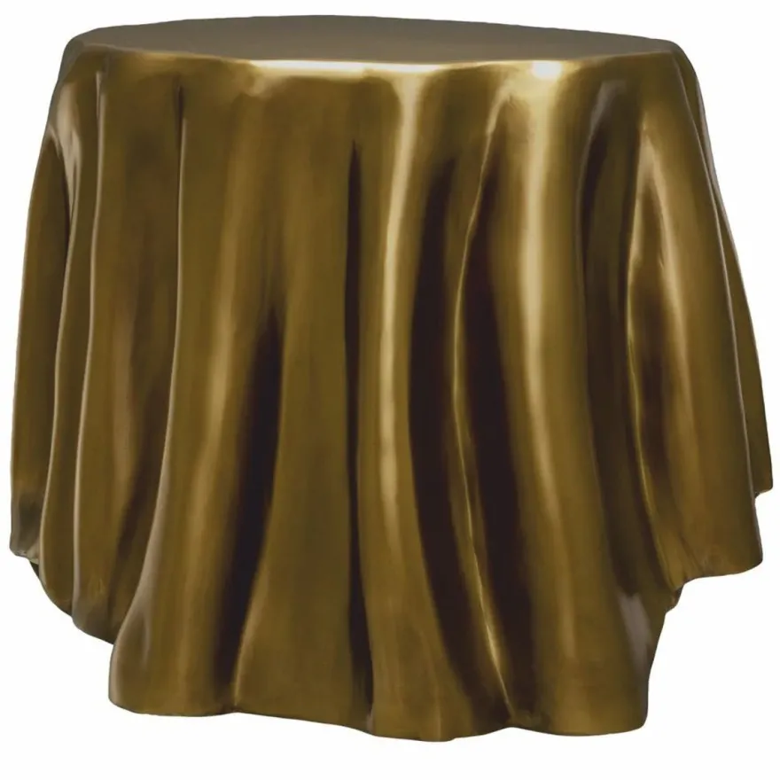 Casa Padrino Luxus Aluminium Beistelltisch Vintage Messing 65 x 57 x H. 45,5 cm - Luxus Möbel