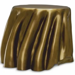 Casa Padrino Luxus Aluminium Beistelltisch Vintage Messing 65 x 57 x H. 45,5 cm - Luxus Möbel