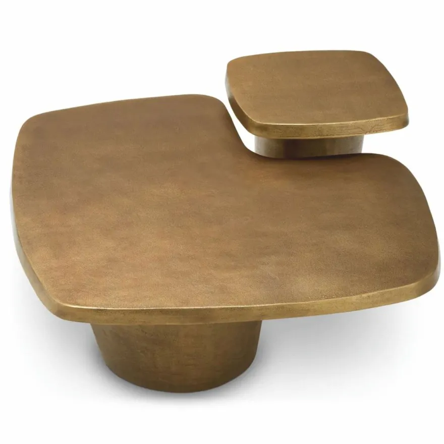 Casa Padrino Luxus Aluminium Couchtisch Set Vintage Messing - Hotel & Wohnzimmer Möbel