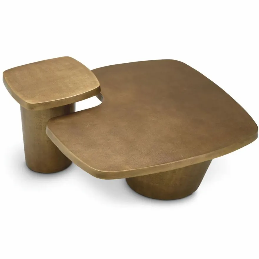 Casa Padrino Luxus Aluminium Couchtisch Set Vintage Messing - Hotel & Wohnzimmer Möbel
