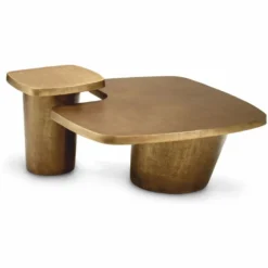 Casa Padrino Luxus Aluminium Couchtisch Set Vintage Messing - Hotel & Wohnzimmer Möbel