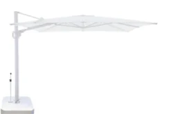 Casa Padrino Luxus Ampelschirm Weiß - Quadratischer Freiarm Sonnenschirm mit 360 Grad Drehfuß - 300 x 300 cm