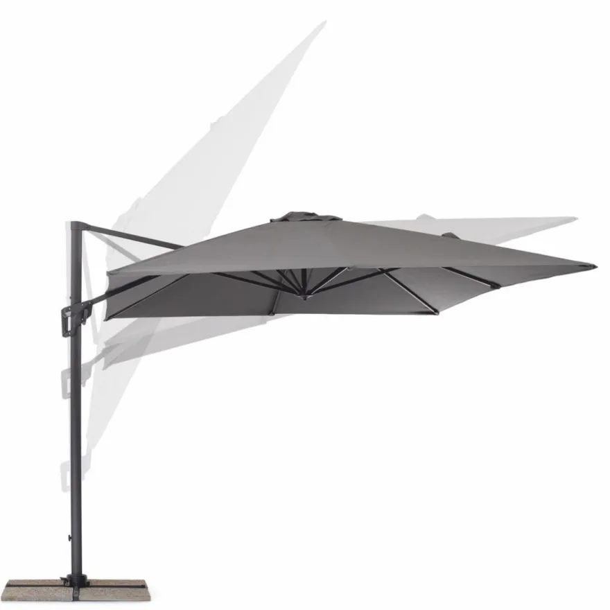 Casa Padrino Luxus Ampelschirm mit Ständer Anthrazit / Grau 400 x 300 x H. 250 cm