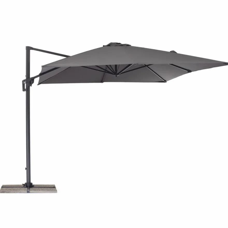 Casa Padrino Luxus Ampelschirm mit Ständer Anthrazit / Grau 400 x 300 x H. 250 cm