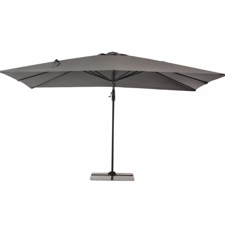 Casa Padrino Luxus Ampelschirm mit Ständer Anthrazit / Grau 400 x 300 x H. 250 cm