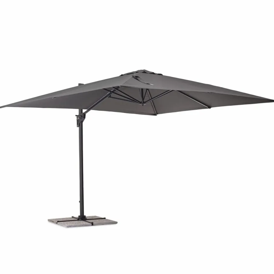 Casa Padrino Luxus Ampelschirm mit Ständer Anthrazit / Grau 400 x 300 x H. 250 cm