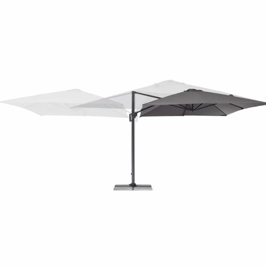 Casa Padrino Luxus Ampelschirm mit Ständer Anthrazit / Grau 400 x 300 x H. 250 cm
