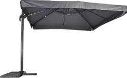 Casa Padrino Luxus Ampelschirm mit Ständer Anthrazit / Grau 300 x 300 cm - Garten Sonnenschirm - Terrassen Sonnenschirm - Balkon Sonnenschirm - Garten Terrassen Balkon Accessoires