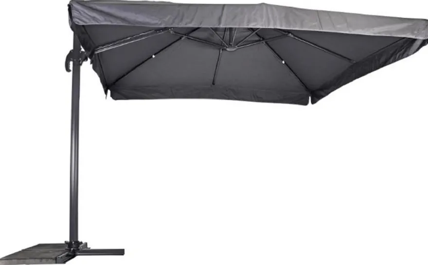 Casa Padrino Luxus Ampelschirm mit Ständer Anthrazit / Grau 300 x 300 cm - Garten Sonnenschirm - Terrassen Sonnenschirm - Balkon Sonnenschirm - Garten Terrassen Balkon Accessoires