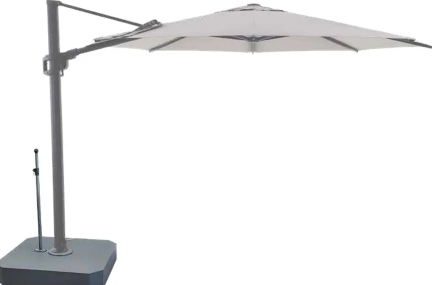 Casa Padrino Luxus Ampelschirm Anthrazit / Grau - Runder Freiarm Sonnenschirm mit 360 Grad Drehfuß - Durchmesser 350 cm