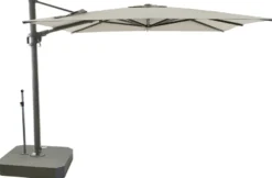 Casa Padrino Luxus Ampelschirm Anthrazit / Grau - Runder Freiarm Sonnenschirm mit 360 Grad Drehfuß - Durchmesser 350 cm
