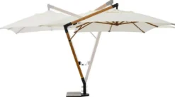 Casa Padrino Luxus Ampelschirm mit Ständer Braun / Schwarz / Creme 400 x 300 x H. 320 cm - Garten Sonnenschirm - Terrassen Sonnenschirm - Balkon Sonnenschirm - Garten Terrassen Balkon Accessoires