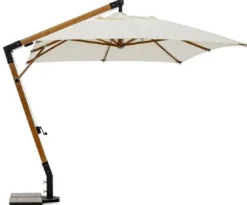 Casa Padrino Luxus Ampelschirm mit Ständer Braun / Schwarz / Creme 400 x 300 x H. 320 cm - Garten Sonnenschirm - Terrassen Sonnenschirm - Balkon Sonnenschirm - Garten Terrassen Balkon Accessoires