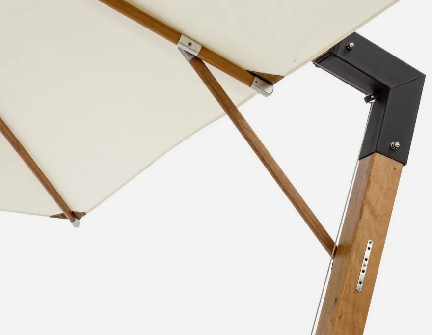 Casa Padrino Luxus Ampelschirm mit Ständer Braun / Schwarz / Creme 400 x 300 x H. 320 cm - Garten Sonnenschirm - Terrassen Sonnenschirm - Balkon Sonnenschirm - Garten Terrassen Balkon Accessoires