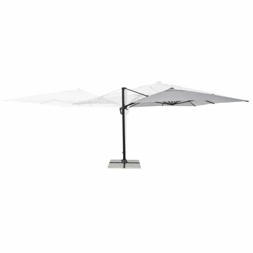 Casa Padrino Luxus Ampelschirm mit Ständer Anthrazit / Hellgrau 400 x 300 x H. 260 cm
