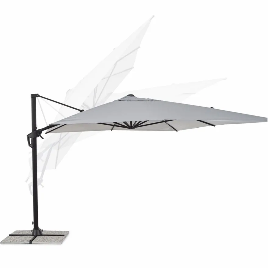 Casa Padrino Luxus Ampelschirm mit Ständer Anthrazit / Hellgrau 400 x 300 x H. 260 cm