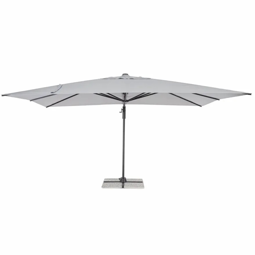 Casa Padrino Luxus Ampelschirm mit Ständer Anthrazit / Hellgrau 400 x 300 x H. 260 cm