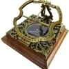 Casa Padrino Luxus Antik Stil Sonnenuhr Gold / Braun 10 x 10 x H. 10 cm - Messing Tischsonnenuhr mit Holzsockel - Luxus Deko Accessoires - Antik Stil Deko Accessoires
