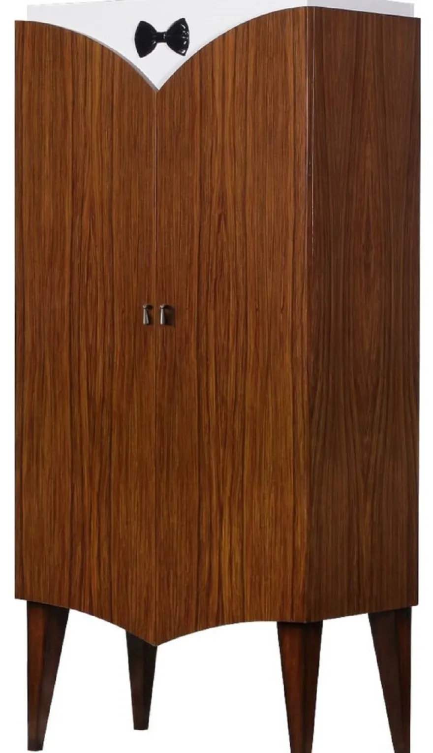 Casa Padrino Luxus Art Deco Barschrank Braun / Weiß / Schwarz 80 x 45 x H. 170 cm - Massivholz Weinschrank - Bar Möbel - Hotel Möbel - Luxus Qualität