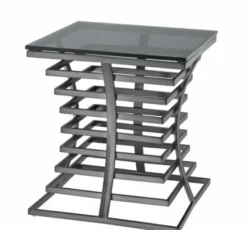 Casa Padrino Luxus Art Deco Beistelltisch in Bronze mit Rauchglas, 50 x 50 x H. 55 cm