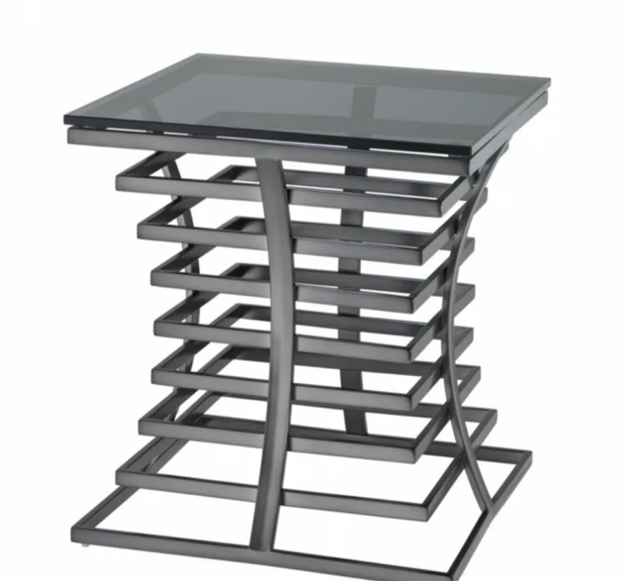 Casa Padrino Luxus Art Deco Beistelltisch in Bronze mit Rauchglas, 50 x 50 x H. 55 cm