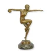 Casa Padrino Luxus Art Deco Bronzefigur Tänzerin mit Ball Bronze / Schwarz 12,5 x 27 x H. 34 cm - Bronze Skulptur mit Marmorsockel - Tänzerin Deko Figur - Art Deco Deko
