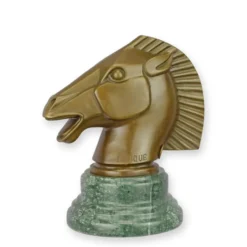 Casa Padrino Luxus Art Deco Bronzefigur Pferdekopf Bronze / Grün 11,5 x 16,7 x H. 18,5 cm - Bronze Skulptur mit Marmorsockel - Pferd Deko Figur - Tier Skulptur