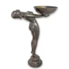 Casa Padrino Luxus Art Deco Bronzefigur Tänzerin mit Schale Bronze 58 x 112 x H. 147 cm - Bronze Brunnen Skulptur - Vogeltränke - Garten & Terrassen Deko