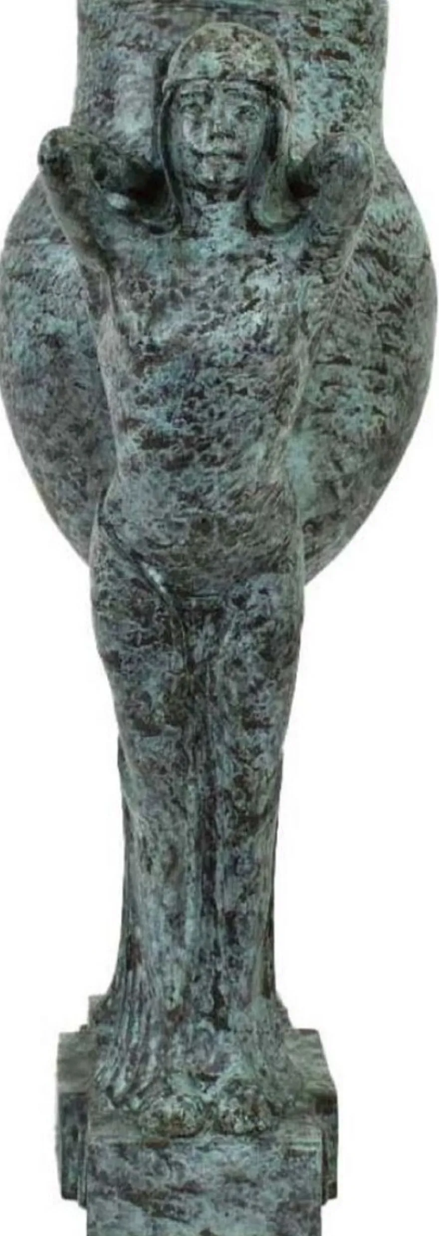 Casa Padrino Luxus Art Deco Bronze Skulptur Frauen mit Vase Türkis / Schwarz 49 x 23,5 x H. 68 cm - Elegante Bronzefigur mit Blumenvase - Schreibtisch Deko - Wohnzimmer Deko - Luxus Kollektion