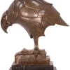 Casa Padrino Luxus Art Deco Bronze Skulptur Adler Bronzefarben / Schwarz 16,8 x 34,2 x H. 39,6 cm - Bronzefigur mit Marmorsockel - Deko Accessoires