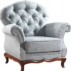 Casa Padrino Luxus Art Deco Chesterfield Wohnzimmer Sessel Vintage Blau / Dunkelbraun 99 x 90 x H. 98 cm - Wohnzimmermöbel