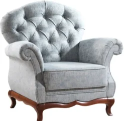 Casa Padrino Luxus Art Deco Chesterfield Wohnzimmer Sessel Vintage Blau / Dunkelbraun 99 x 90 x H. 98 cm - Wohnzimmermöbel
