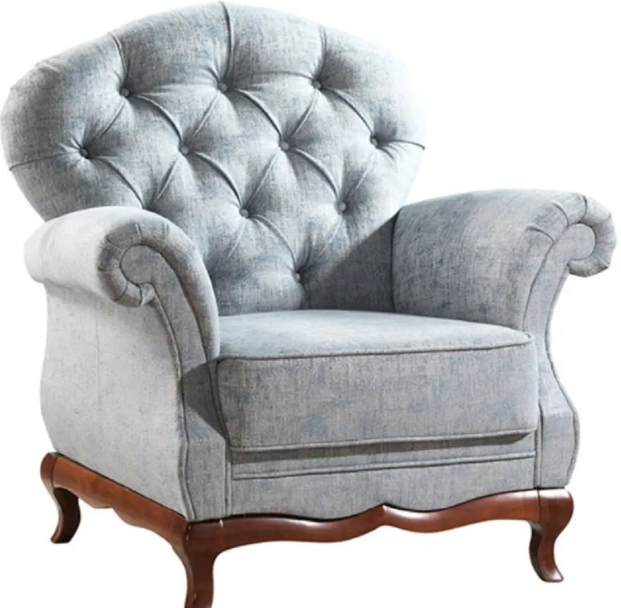 Casa Padrino Luxus Art Deco Chesterfield Wohnzimmer Sessel Vintage Blau / Dunkelbraun 99 x 90 x H. 98 cm - Wohnzimmermöbel