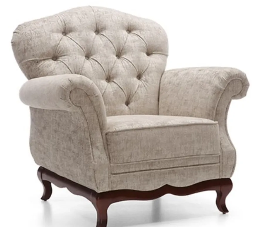 Casa Padrino Luxus Art Deco Chesterfield Wohnzimmer Sessel Greige / Dunkelbraun 99 x 90 x H. 98 cm - Wohnzimmermöbel