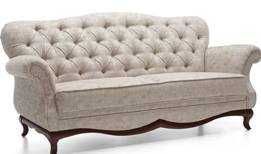 Casa Padrino Luxus Art Deco Chesterfield Wohnzimmer Sofa Greige / Dunkelbraun 206 x 90 x H. 98 cm - Wohnzimmermöbel
