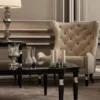 Casa Padrino Luxus Art Deco Chesterfield Ohrensessel Grau / Schwarz / Silber 90 x 75 x H. 105 cm - Wohnzimmer Sessel - Luxus Qualität