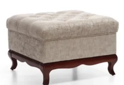 Casa Padrino Luxus Art Deco Chesterfield Wohnzimmer Hocker Greige / Dunkelbraun 70 x 70 x H. 47 cm - Wohnzimmermöbel