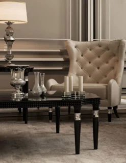 Casa Padrino Luxus Art Deco Couchtisch Schwarz / Silber 130 x 130 x H. 45 cm - Art Deco Wohnzimmertisch - Art Deco Wohnzimmer Möbel - Luxus Qualität