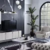 Casa Padrino Luxus Art Deco Couchtisch Weiß / Grau / Silber 102 x 70 x H. 47 cm - Rechteckiger Wohnzimmertisch - Luxus Wohnzimmer Möbel