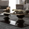 Casa Padrino Luxus Art Deco Couchtisch Dunkelbraun Hochglanz / Gold - Handgefertigter Wohnzimmertisch - Massivholz Tisch - Luxus Qualität - Art Deco Möbel
