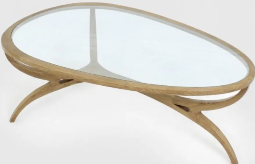 Casa Padrino Luxus Art Deco Couchtisch Hellbraun 130 x 88 x H. 46 cm - Edler Massivholz Wohnzimmertisch mit Glasplatte - Wohnzimmer Möbel
