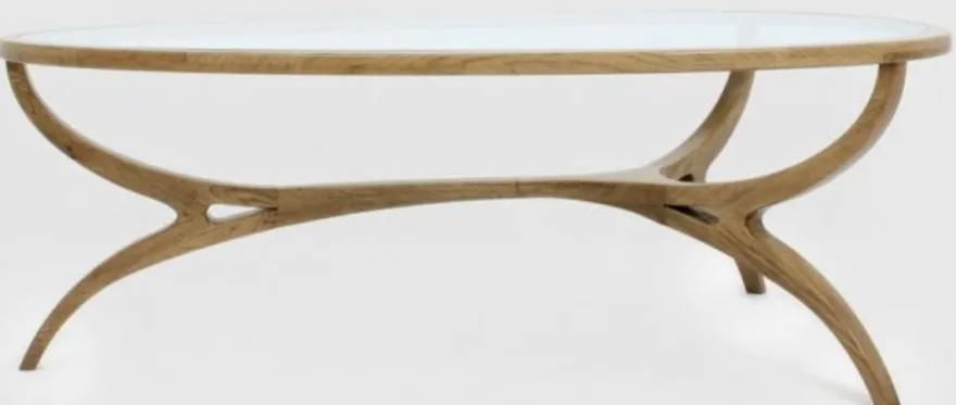 Casa Padrino Luxus Art Deco Couchtisch Hellbraun 130 x 88 x H. 46 cm - Edler Massivholz Wohnzimmertisch mit Glasplatte - Wohnzimmer Möbel