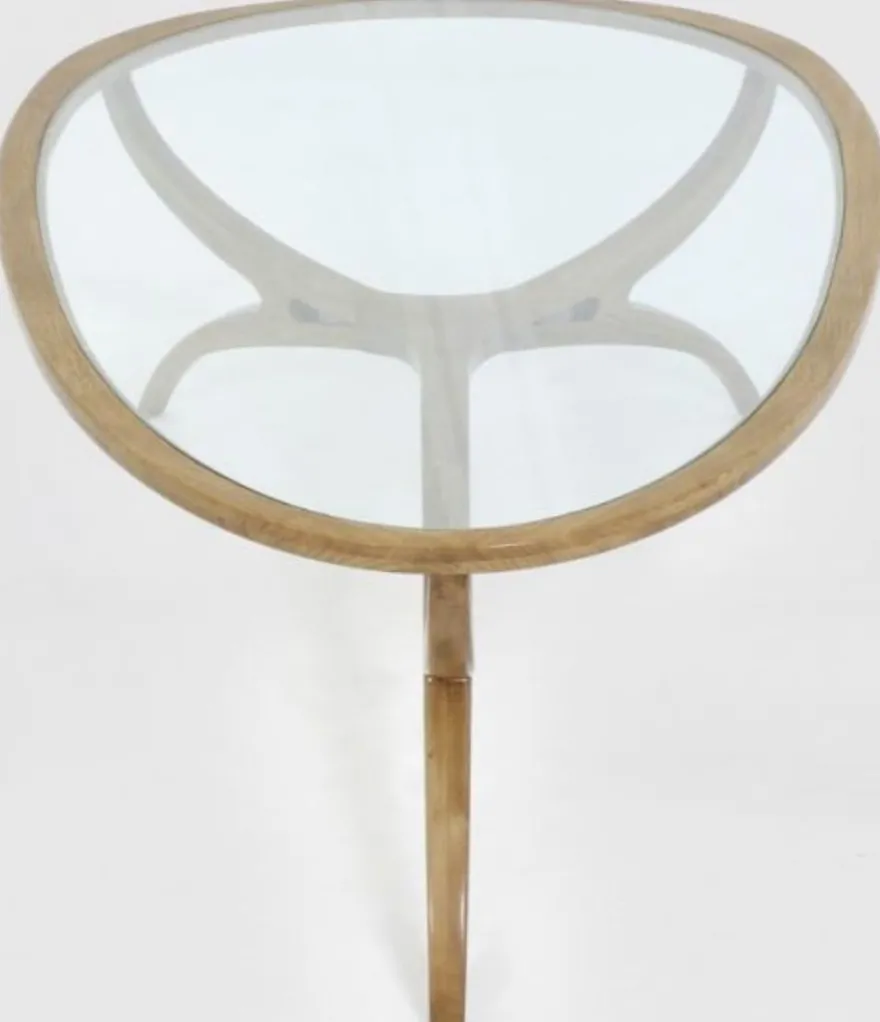 Casa Padrino Luxus Art Deco Couchtisch Hellbraun 130 x 88 x H. 46 cm - Edler Massivholz Wohnzimmertisch mit Glasplatte - Wohnzimmer Möbel
