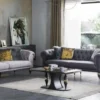 Casa Padrino Luxus Art Deco Couchtisch Schwarz / Grau / Messingfarben 120 x 70 x H. 46 cm - Rechteckiger Wohnzimmertisch mit Glasplatte in Marmoroptik - Möbel