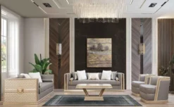 Casa Padrino Luxus Art Deco Couchtisch Cremefarben / Gold - Handgefertigter Massivholz Wohnzimmertisch - Art Deco Wohnzimmer Möbel